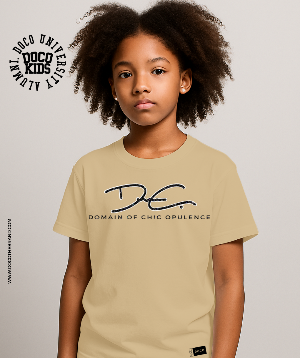 DOCO Kids Signature Eclipse Tee – Beige with Layered Black Shimmer (Unisex)