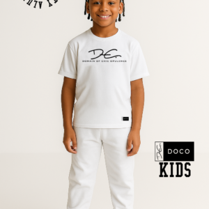 DOCO Kids Classic Signature Tee – White with Black Vinyl - Image 1