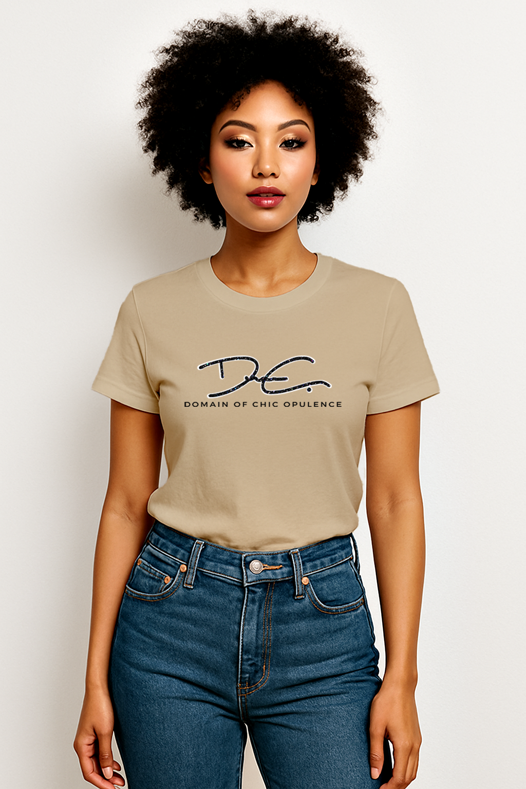 DOCO Signature Eclipse Tee – Beige/Layered Black Shimmer (UNISEX)
